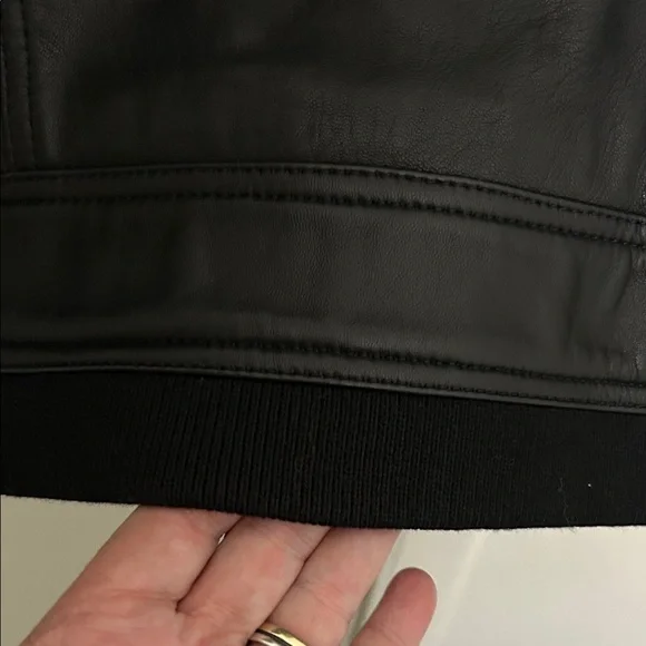 Quince NWOT Women's Black Leather Jacket with Hood - Picture 12 of 13